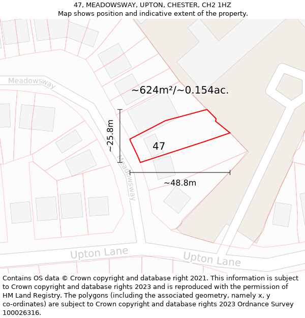 47, MEADOWSWAY, UPTON, CHESTER, CH2 1HZ: Plot and title map