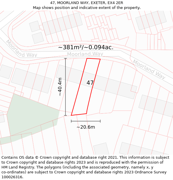 47, MOORLAND WAY, EXETER, EX4 2ER: Plot and title map