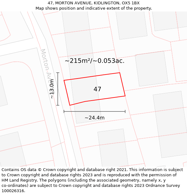 47, MORTON AVENUE, KIDLINGTON, OX5 1BX: Plot and title map