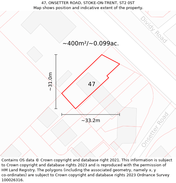 47, ONSETTER ROAD, STOKE-ON-TRENT, ST2 0ST: Plot and title map