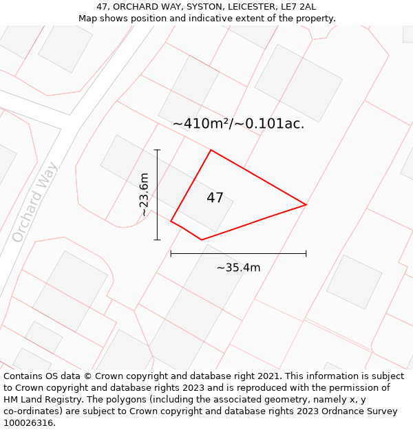 47, ORCHARD WAY, SYSTON, LEICESTER, LE7 2AL: Plot and title map