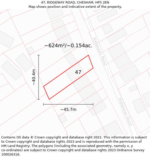 47, RIDGEWAY ROAD, CHESHAM, HP5 2EN: Plot and title map