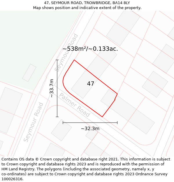 47, SEYMOUR ROAD, TROWBRIDGE, BA14 8LY: Plot and title map