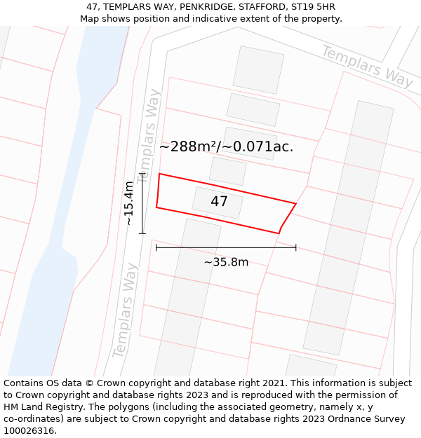 47, TEMPLARS WAY, PENKRIDGE, STAFFORD, ST19 5HR: Plot and title map