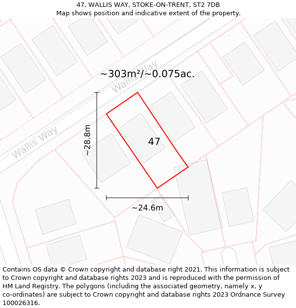 47, WALLIS WAY, STOKE-ON-TRENT, ST2 7DB: Plot and title map