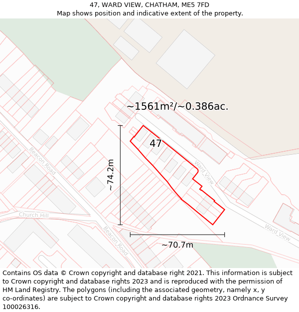 47, WARD VIEW, CHATHAM, ME5 7FD: Plot and title map