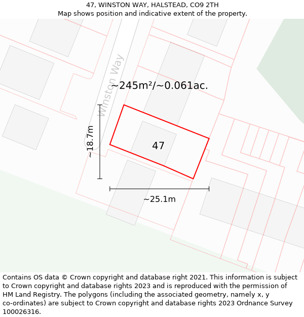 47, WINSTON WAY, HALSTEAD, CO9 2TH: Plot and title map