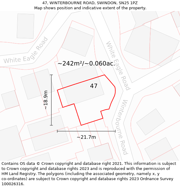 47, WINTERBOURNE ROAD, SWINDON, SN25 1PZ: Plot and title map