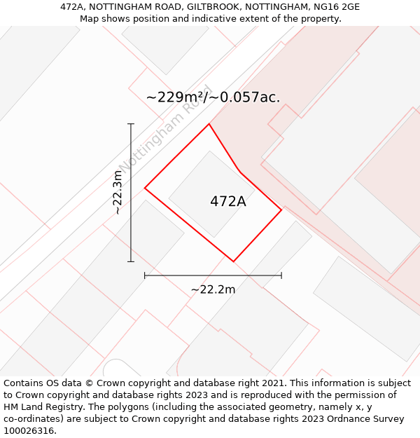 472A, NOTTINGHAM ROAD, GILTBROOK, NOTTINGHAM, NG16 2GE: Plot and title map