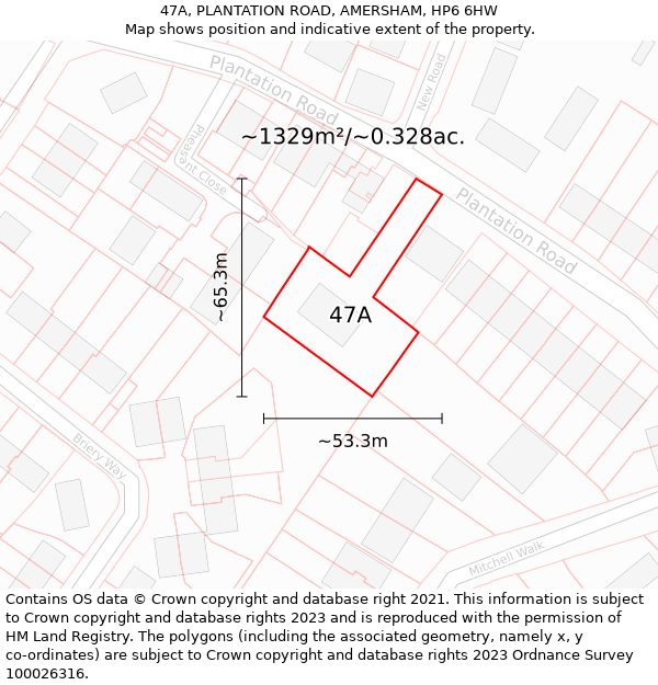 47A, PLANTATION ROAD, AMERSHAM, HP6 6HW: Plot and title map