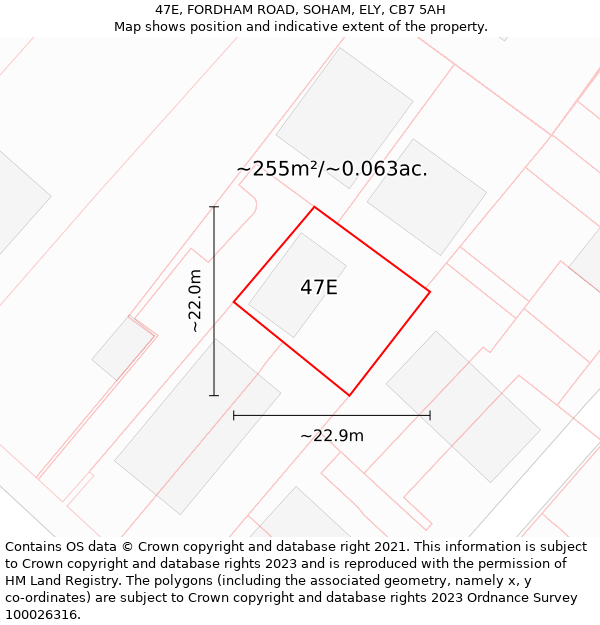 47E, FORDHAM ROAD, SOHAM, ELY, CB7 5AH: Plot and title map