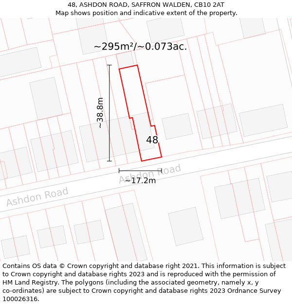 48, ASHDON ROAD, SAFFRON WALDEN, CB10 2AT: Plot and title map