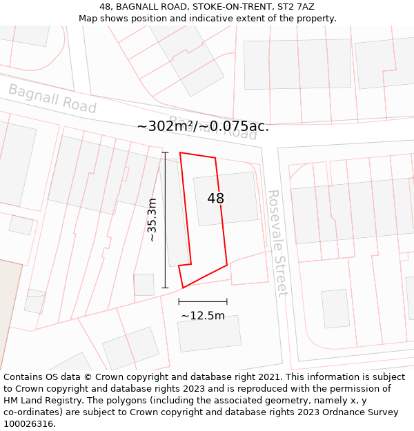48, BAGNALL ROAD, STOKE-ON-TRENT, ST2 7AZ: Plot and title map