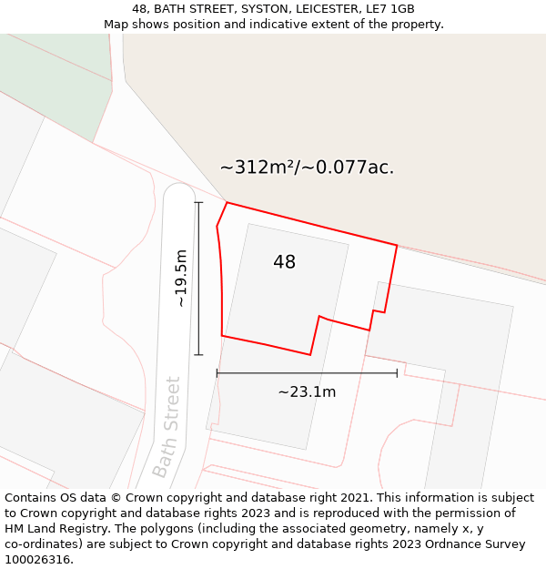 48, BATH STREET, SYSTON, LEICESTER, LE7 1GB: Plot and title map