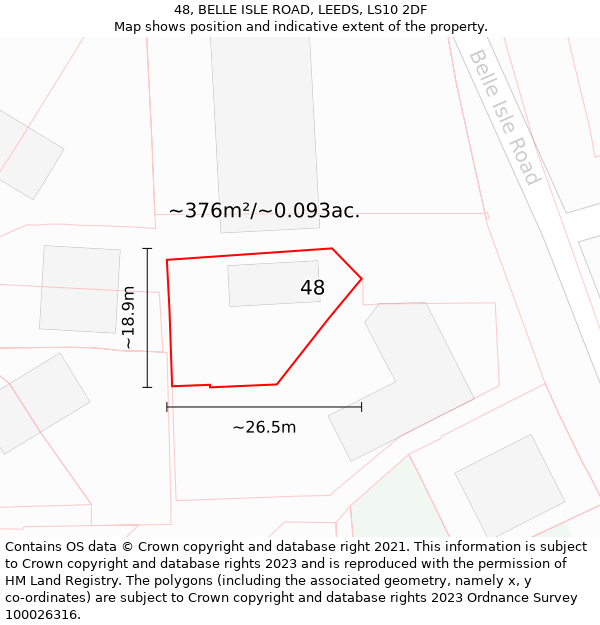 48, BELLE ISLE ROAD, LEEDS, LS10 2DF: Plot and title map