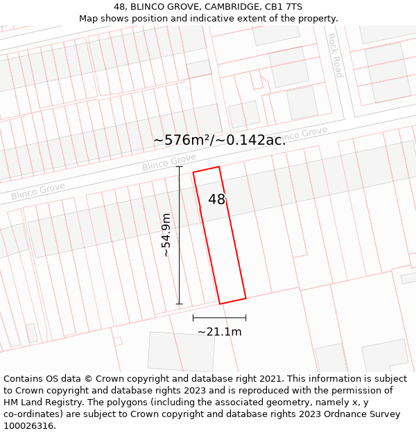 48, BLINCO GROVE, CAMBRIDGE, CB1 7TS: Plot and title map