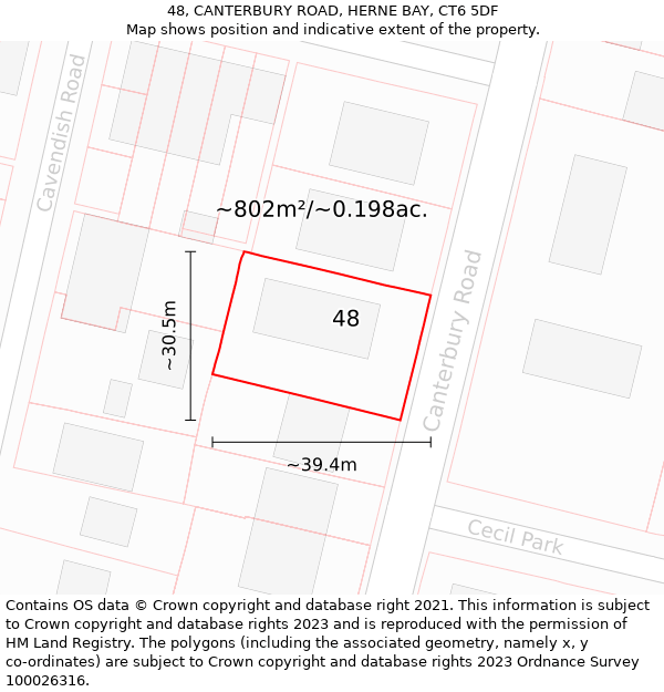 48, CANTERBURY ROAD, HERNE BAY, CT6 5DF: Plot and title map