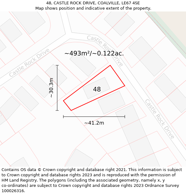 48, CASTLE ROCK DRIVE, COALVILLE, LE67 4SE: Plot and title map