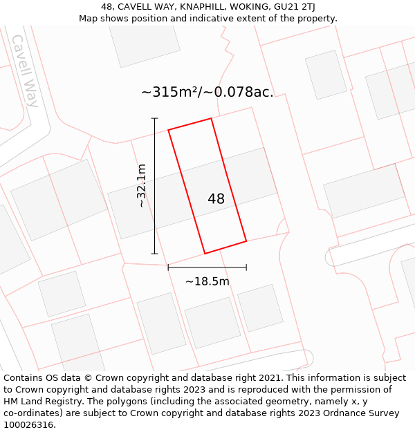 48, CAVELL WAY, KNAPHILL, WOKING, GU21 2TJ: Plot and title map