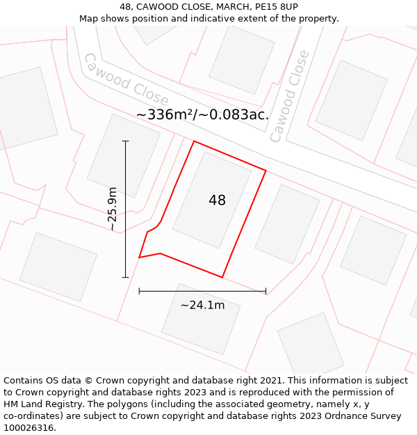 48, CAWOOD CLOSE, MARCH, PE15 8UP: Plot and title map