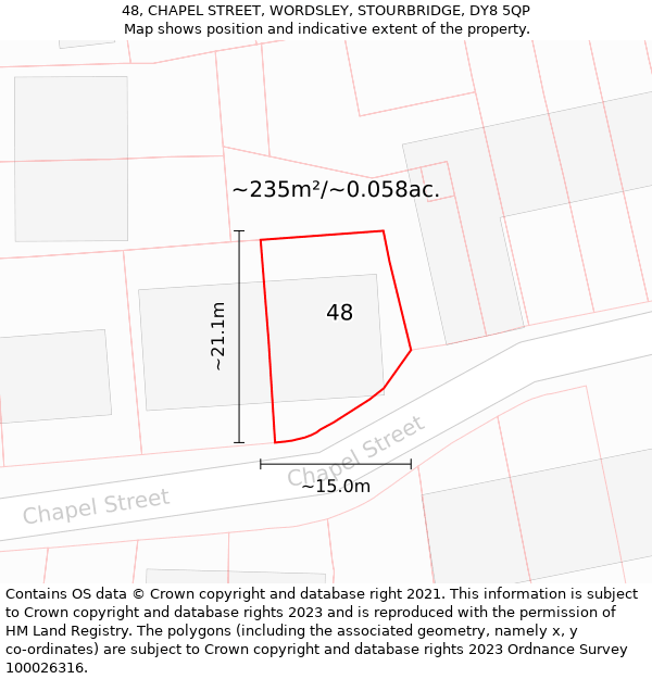 48, CHAPEL STREET, WORDSLEY, STOURBRIDGE, DY8 5QP: Plot and title map