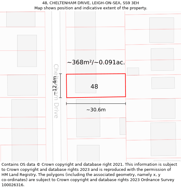 48, CHELTENHAM DRIVE, LEIGH-ON-SEA, SS9 3EH: Plot and title map