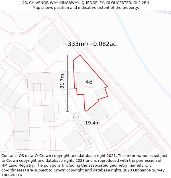 48, CHIVENOR WAY KINGSWAY, QUEDGELEY, GLOUCESTER, GL2 2BH: Plot and title map