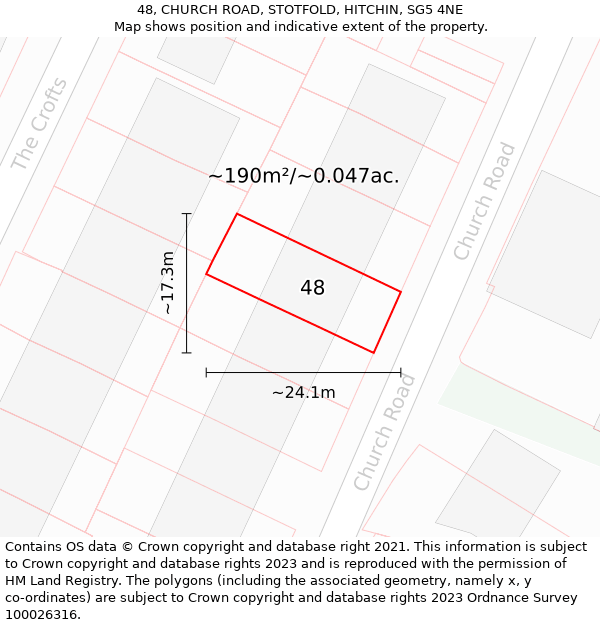 48, CHURCH ROAD, STOTFOLD, HITCHIN, SG5 4NE: Plot and title map