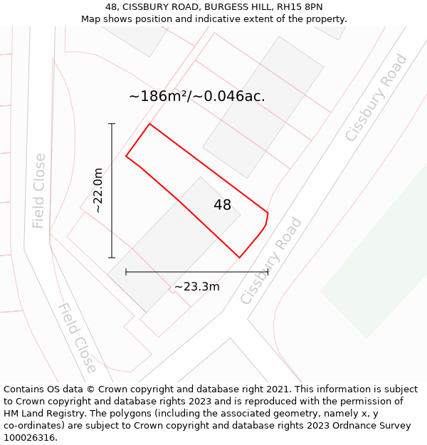 48, CISSBURY ROAD, BURGESS HILL, RH15 8PN: Plot and title map