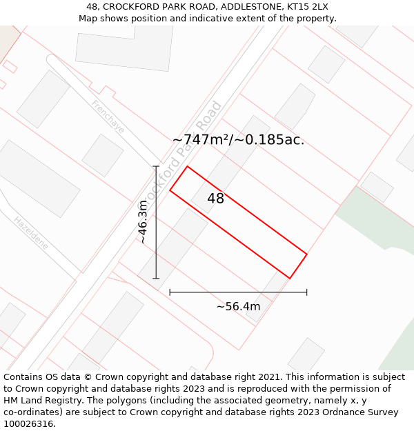 48, CROCKFORD PARK ROAD, ADDLESTONE, KT15 2LX: Plot and title map