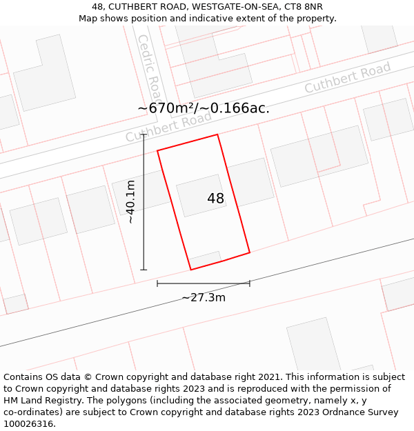 48, CUTHBERT ROAD, WESTGATE-ON-SEA, CT8 8NR: Plot and title map