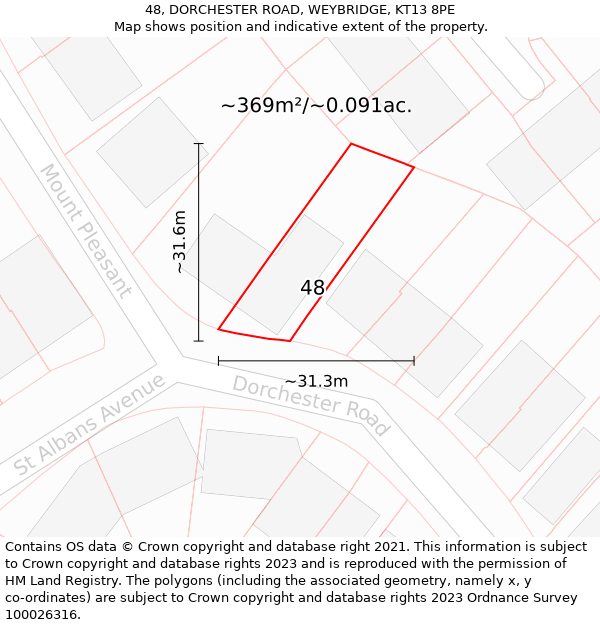 48, DORCHESTER ROAD, WEYBRIDGE, KT13 8PE: Plot and title map