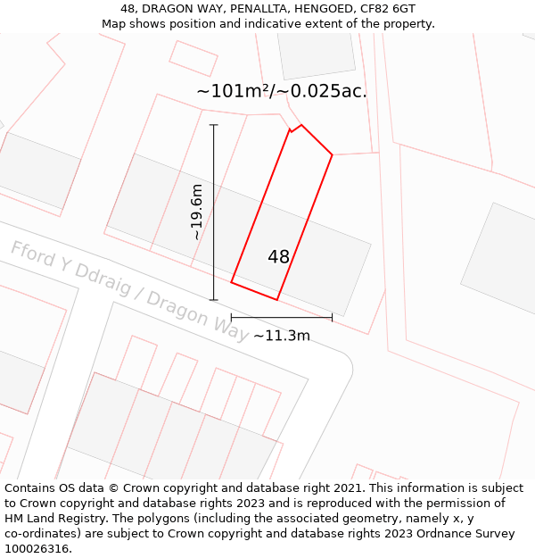 48, DRAGON WAY, PENALLTA, HENGOED, CF82 6GT: Plot and title map