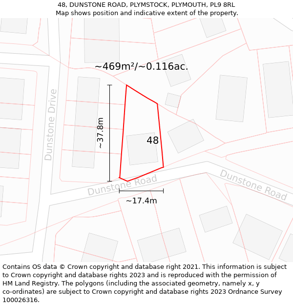 48, DUNSTONE ROAD, PLYMSTOCK, PLYMOUTH, PL9 8RL: Plot and title map