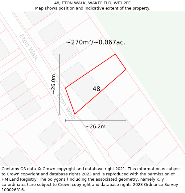 48, ETON WALK, WAKEFIELD, WF1 2FE: Plot and title map