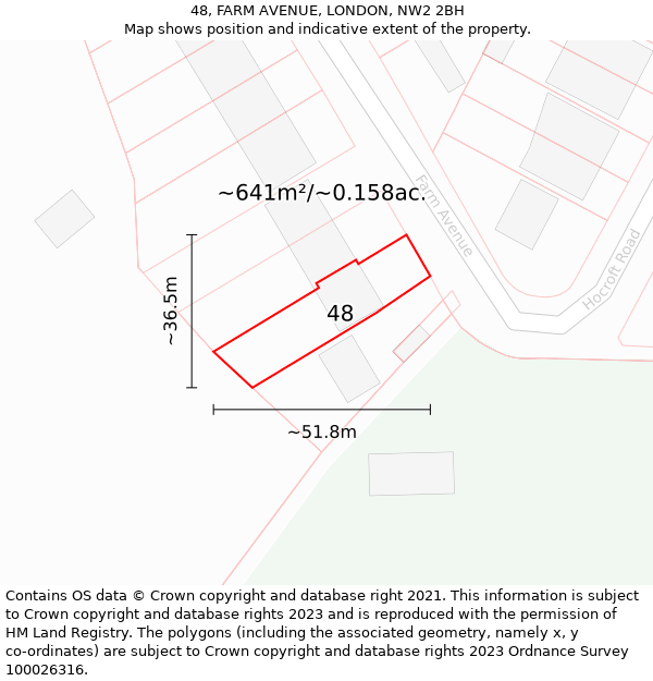 48, FARM AVENUE, LONDON, NW2 2BH: Plot and title map