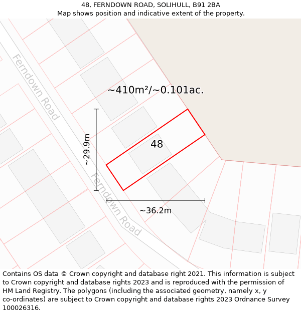 48, FERNDOWN ROAD, SOLIHULL, B91 2BA: Plot and title map