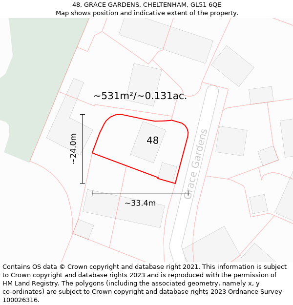 48, GRACE GARDENS, CHELTENHAM, GL51 6QE: Plot and title map