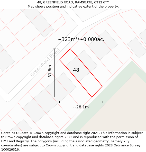 48, GREENFIELD ROAD, RAMSGATE, CT12 6TY: Plot and title map