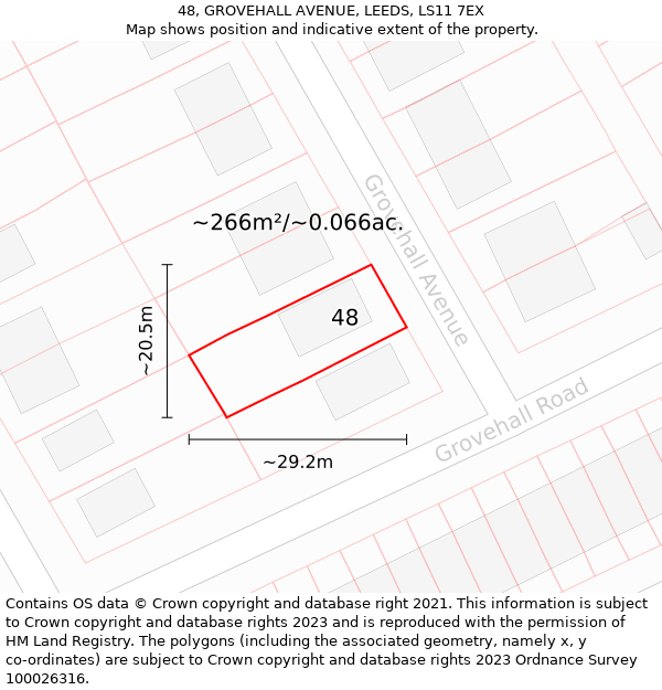 48, GROVEHALL AVENUE, LEEDS, LS11 7EX: Plot and title map