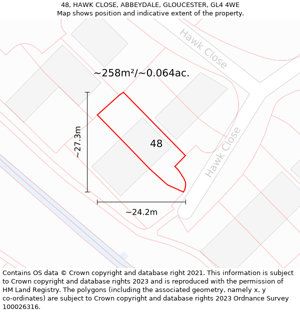 48, HAWK CLOSE, ABBEYDALE, GLOUCESTER, GL4 4WE: Plot and title map