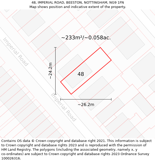 48, IMPERIAL ROAD, BEESTON, NOTTINGHAM, NG9 1FN: Plot and title map