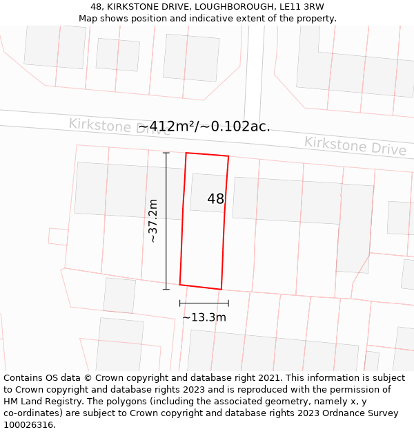 48, KIRKSTONE DRIVE, LOUGHBOROUGH, LE11 3RW: Plot and title map