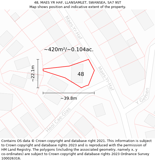 48, MAES YR HAF, LLANSAMLET, SWANSEA, SA7 9ST: Plot and title map