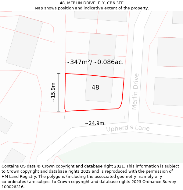 48, MERLIN DRIVE, ELY, CB6 3EE: Plot and title map