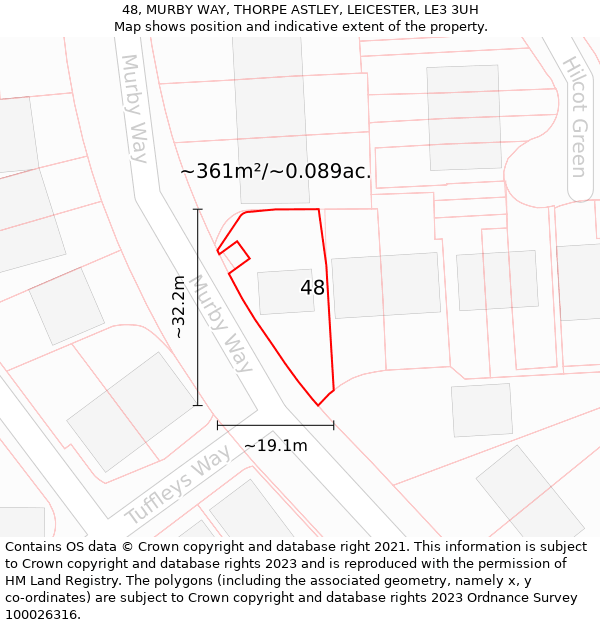 48, MURBY WAY, THORPE ASTLEY, LEICESTER, LE3 3UH: Plot and title map