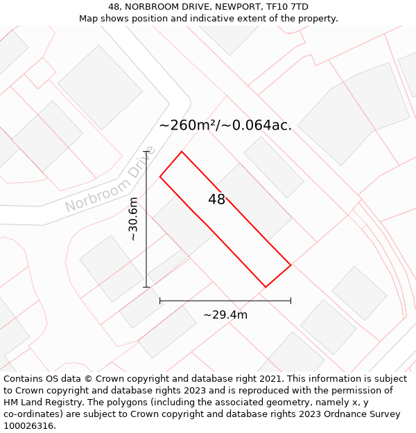 48, NORBROOM DRIVE, NEWPORT, TF10 7TD: Plot and title map