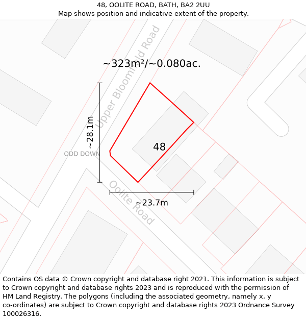 48, OOLITE ROAD, BATH, BA2 2UU: Plot and title map