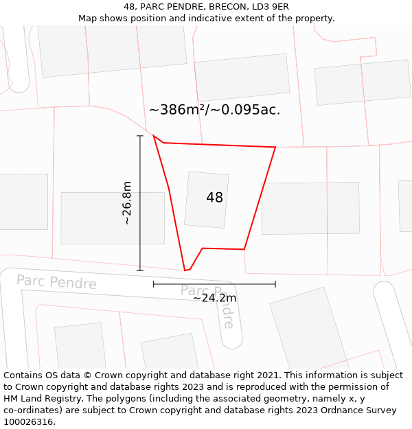 48, PARC PENDRE, BRECON, LD3 9ER: Plot and title map