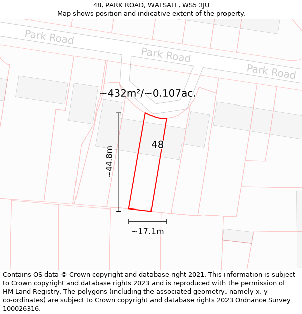 48, PARK ROAD, WALSALL, WS5 3JU: Plot and title map